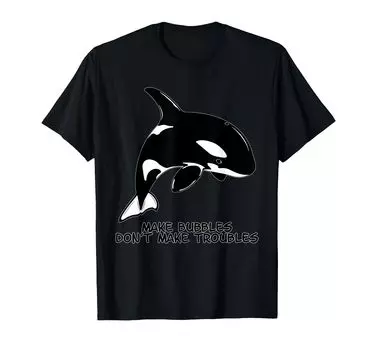 Милая футболка с изображением косатки Orca чёрный