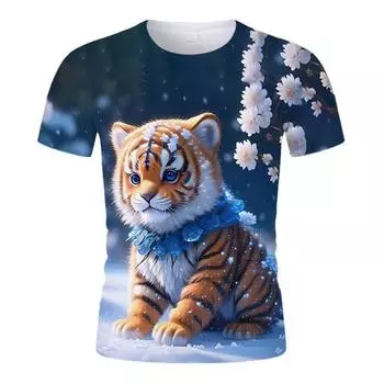 Милая футболка с изображением животных со знаком зодиака, модный принт, тонкая, высококачественная, с короткими рукавами, молодежная детская футболка с круглым вырезом XS