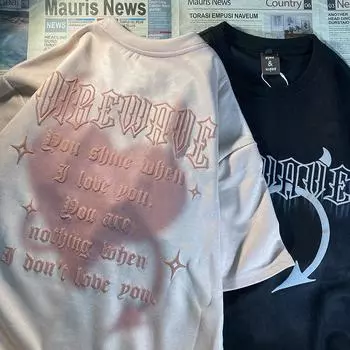 Милая футболка с принтом из пенопласта Little Devil Love для мужчин и женщин, летняя модная тенденция в стиле ретро, повседневный удобный топ с короткими рукавами для пар, Harajuku S розовый