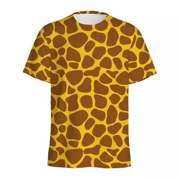 Милая футболка с рисунком жирафа для мужчин, летняя футболка с 3D-принтом из кожи животного, модные футболки с круглым вырезом и коротким рукавом S