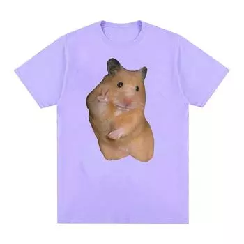 Милая футболка с забавным мемом «Мирный хомяк», мужская и женская ретро-модная футболка с коротким рукавом, топы, повседневная футболка большого размера из 100% хлопка S чёрный