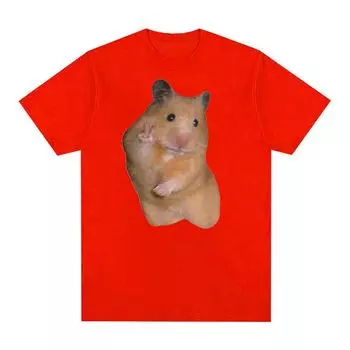 Милая футболка с забавным мемом «Мирный хомяк», мужская и женская ретро-модная футболка с коротким рукавом, топы, повседневная футболка большого размера из 100% хлопка S чёрный