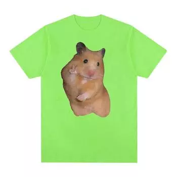 Милая футболка с забавным мемом «Мирный хомяк», мужская и женская ретро-модная футболка с коротким рукавом, топы, повседневная футболка большого размера из 100% хлопка S чёрный