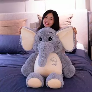 Милая гигантская плюшевая игрушка-слон, серый наполнитель, большие уши, длинношерстный слон, детское животное, рождественский праздничный подарок 38cm