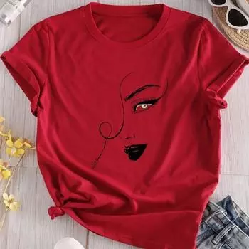 Милая графическая футболка Милая мультяшная рубашка с коротким рукавом и круглым вырезом Повседневные топы Женская одежда XS розовый