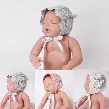 Кружевная шапочка для младенцев розовый