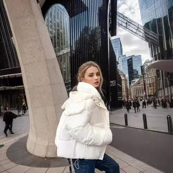 Милая хлопковая куртка с капюшоном и большими ушами 2024 зимняя женская стеганая куртка с капюшоном повседневные свободные парки пальто женская одежда M красный