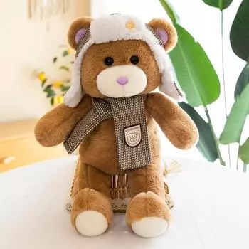 Милая хлопковая шапка плюшевая игрушка медведь пара кукла медведь детская кукла тряпичная кукла подушка для сна подарок 30cm коричневый