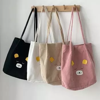 Милая Холщовая Сумка Девушка Мультфильм Вышивка Сумка Новая Сумка Вельветовая Сумка Сумка Для Хранения