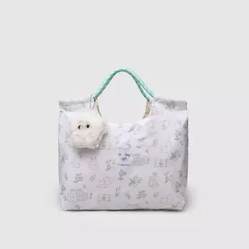 Милая холщовая сумка с цветочным узором и белым кроликом, женская сумка через плечо, сумка-тоут, сумка-книжка, тканевая сумка-тоут