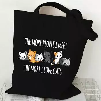 Милая холщовая сумка-тоут с изображением кота-единорога для студентов, сумка для покупок с изображением животных из мультфильмов, женская модная сумка с изображением животных, боковая сумка для женщин