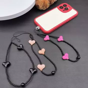 Милая и классная цепочка для телефона в виде цветка-бабочки - подвесная веревка с бисером в девчачьем стиле. чёрный