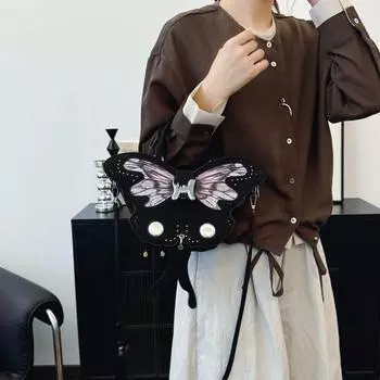 Милая и классная простая сумка-бабочка Spice Girl 2024 года, осенняя новая сумка-мессенджер в стиле ретро с высоким ценником и нишевым дизайном чёрный