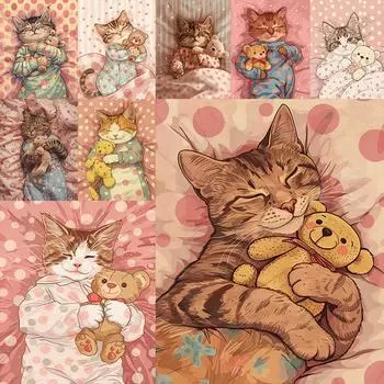 Милая и милая кошка своими руками алмазная картина Full Round 20x30CM