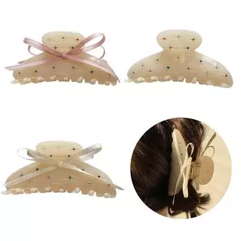 Милая и модная заколка для волос с лентой, симпатичная заколка-краб, модный головной убор, подходящий для ежедневной укладки волос A