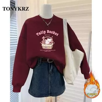 Милая и симпатичная девочка-подросток Sensation в теплой толстовке с капюшоном и бархатным женским топом с круглым вырезом S белый