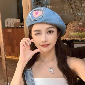 Милая и симпатичная шляпа женская 2024 новый ковбойский берет женский универсальный для лица маленький большой окружности головы восьмиугольная шляпа лето M56-58cm