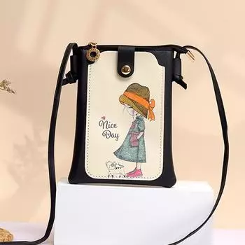 Милая и симпатичная сумка для мобильного телефона на плечо. Версия модной сумки через плечо. Мини-сумка. чёрный