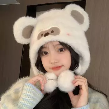 Милая и теплая японская шапка Lei Feng, женская, осенне-зимняя, утолщенная, универсальная, защита ушей, для студентов, маленькая плюшевая шапка M56-58cm