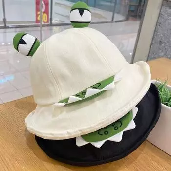 Милая и забавная шляпа рыбака, детская мультяшная трехмерная шляпа с большими глазами, купольная шляпа для мужчин, милая и милая шляпа от солнца, солнцезащитный козырек M56-58cm чёрный