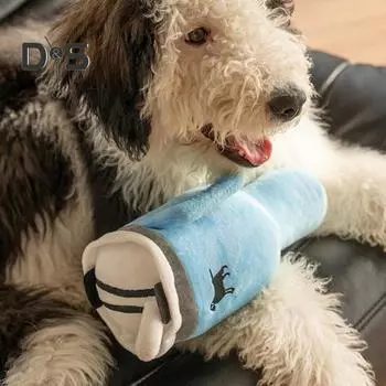 Милая игрушка-чашка для собак с пищащим звуком и ручкой, плюшевая жевательная игрушка для собак, интерактивная игрушка-бутылка для воды для мелких, средних и крупных пород синий
