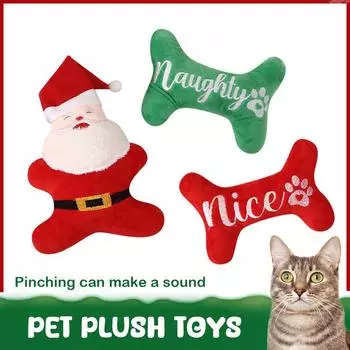 Милая игрушка для кошки, собаки, пищащая косточка Санта-Клауса, прочная, устойчивая к царапинам игрушка для домашних животных, праздничный подарок для домашних животных на Рождество A1