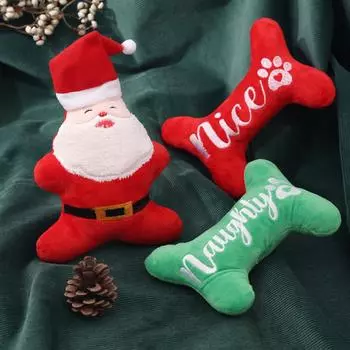 Милая игрушка для кошки, собаки, пищащая косточка Санта-Клауса, прочная, устойчивая к царапинам игрушка для домашних животных, праздничный подарок для домашних животных на Рождество
