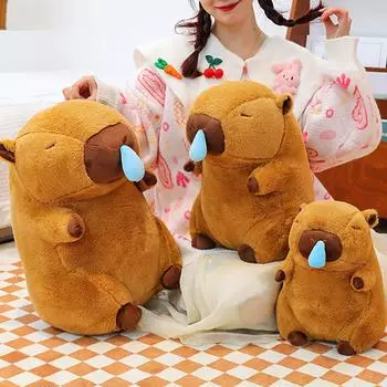 Милая игрушка-фигурка капибары, обнимающая куколку с насморком, подарки на вечеринку, моющаяся кукла капибара для малышей 25CM