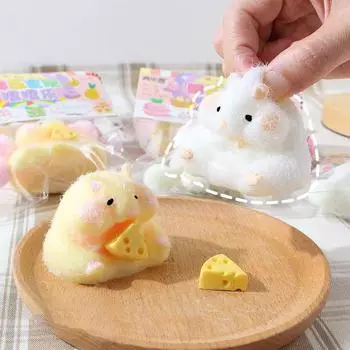 Милая игрушка-хомяк, сжимающая силиконовую игрушку для снятия напряжения, Tpr Fidget, сенсорные игрушки для детей и взрослых, подарок жёлтый