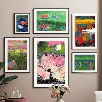 Милая иллюстрация животного крокодил, тигр, кошка, девушка, настенные художественные постеры, принт, скандинавская картина на холсте, мультяшные фотографии, декор для детской комнаты 21cm30cm NoFrame