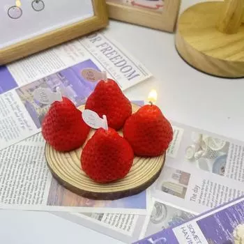 Милая имитация клубники ароматизированная свеча подарок на день рождения свадебный сувенир для дома интернет знаменитости декоративные украшения 4-Pack