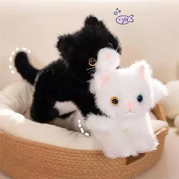 Милая имитация лежащего котенка, плюшевая кукла, милые мягкие игрушки для кошек, мягкие имитации животных, украшение для дома, праздничные подарки на день рождения