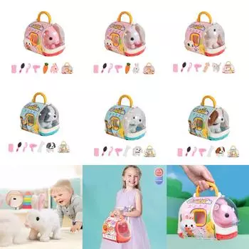 Милая интерактивная плюшевая игрушка, электрическая игрушка для домашних животных, лающая, ходящая, виляющая хвостом, успокаивающая детей, игрушка для воспитания домашних животных 7