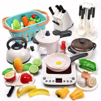 Милая каменная игровая кухня, 40 предметов, образовательный ящик для хранения, настоящее давление, IH, игра, кулинария, роскошные ингредиенты, ролевые игры, подарок на день рождения, игрушки, набор, игрушки,