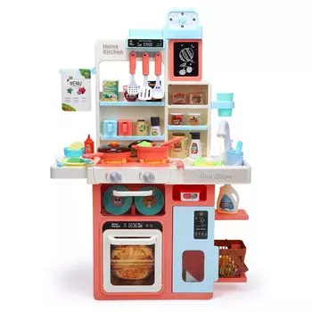 Милая каменная игровая кухня, обучающая 64 игровых домика, реалистичные огни и готовка, вращающаяся сборка, кухонная утварь, ролевые игры, богатое хранение, доска для дня рождения