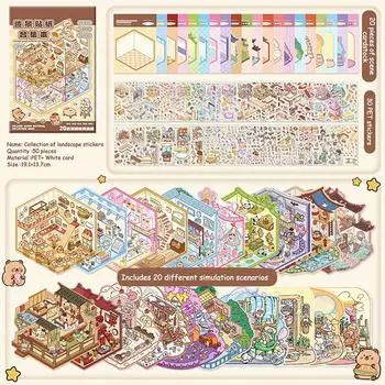 Милая Капибара 3D Пейзаж Наклейки Коллекция Книга Альбом Мультфильм Миниатюрная Сцена Diy Игрушка Игра Подарки на День Рождения