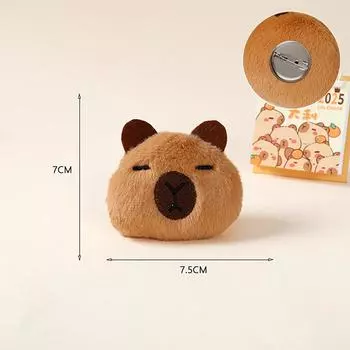 Милая капибара, плюшевая кукла, брошь, пушистая, мягкая, набивная одежда, значок, булавки, украшения для рюкзака, аксессуары