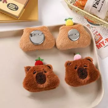 Милая капибара, плюшевая кукла, брошь, пушистая, мягкая, набивная одежда, значок, булавки, украшения для рюкзака, аксессуары A1