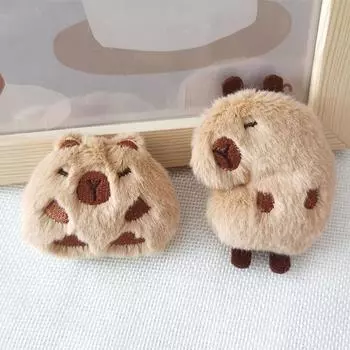 Милая капибара, плюшевая кукла, брошь, пушистая, мягкая, набивная одежда, значок, булавки, украшения для рюкзака, аксессуары 6*5cm