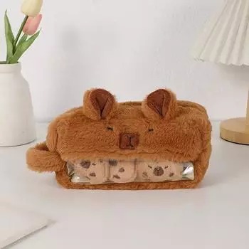 Милая кавайная сумка для ручек капибары большой емкости, забавный плюшевый пенал с капибарой, школьные принадлежности, подарки на день рождения