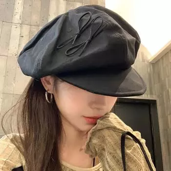 Милая кепка-берет с бантом и ремешком, кепка-берет для женщин, летняя и осенняя, для путешествий, универсальная, солнцезащитная, в стиле ретро, с короткими полями, кепка газетчика 56-58cm чёрный