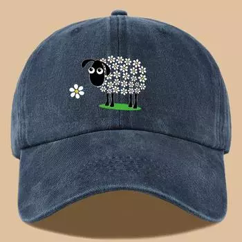 Милая кепка дальнобойщика с цветочным принтом и овечками и бейсболка в стиле ретро с эффектом выцветания, отпускная пляжная шляпа от солнца