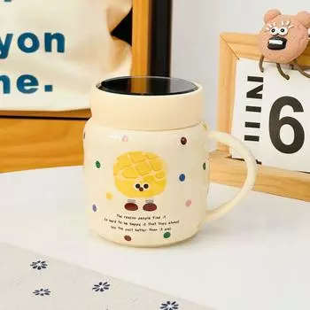 Милая керамическая чашка с крышкой, кружка для девочек, большая емкость, подарочный набор, чашка, сувенир, подарок детям 330ML