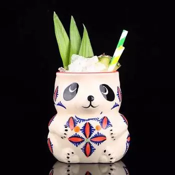 Милая керамическая кружка «Панда Тики», американский бар, популярная вечеринка, коктейльная чашка, ресторан, контейнер для молекулярной еды, стакан для сорбета, стакан для смешанного вина Panda Tiki Mug 500ml