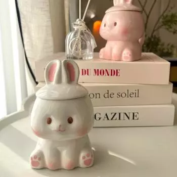 Милая керамическая кружка в стиле INS, креативная кавайная кофейная чашка с кроликом, чашка для пары, кружка для завтрака, молока, чая, подарок на День святого Валентина 420ml белый