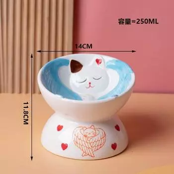 Милая керамическая миска для кошек, высокая защита шеи, противоударный, герметичный наклонный рот, античерный подбородок для кошек и собак, товары для животных