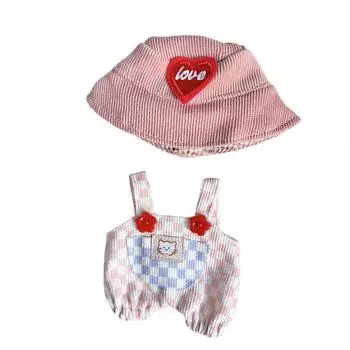 Милая клетчатая кукольная одежда с шляпой, декоративный милый клетчатый плюшевый наряд, мягкий мультяшный игрушечный комбинезон с животными для куклы-косплея A