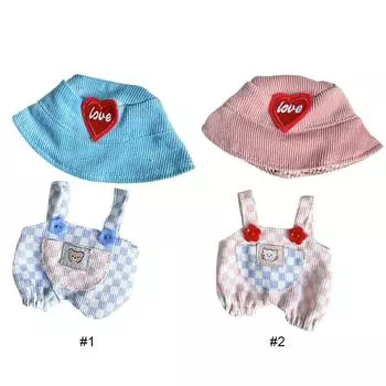 Милая клетчатая кукольная одежда с шляпой, декоративный милый клетчатый плюшевый наряд, мягкий комбинезон с мультяшными животными для вечеринок A