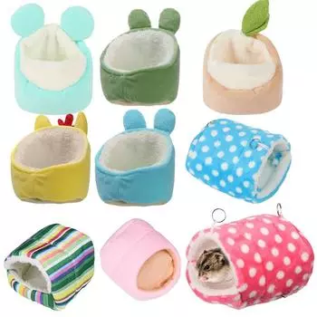 Милая клетка, мини-гнездо, флисовый теплый коврик, спальная кровать для хомяка, маленький домик для животных, коврик для морской свинки Type1-B