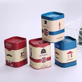 Милая копилка металлическая квадратная лондонская джентльменская жестяная банка для хранения денег для взрослых детей девочек мальчиков шкатулка для ювелирных изделий Stor
